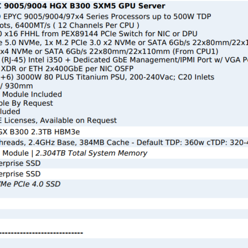 8u dual amd epyc 9005/9004 hgx b300 sxm5 gpu